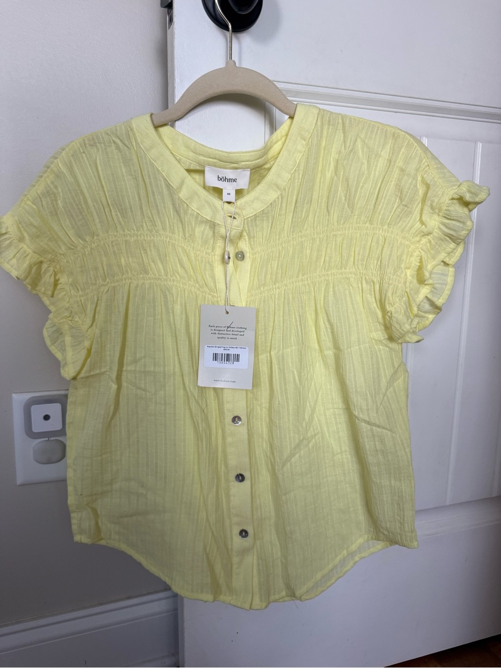 bohme Lemon Ruffle Sleeve Button-Front Blouse